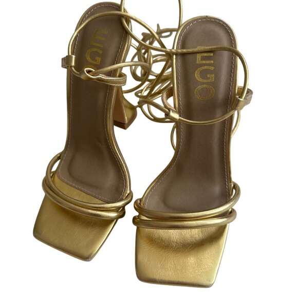 EGO Gold Lace Up Martini Heels Size US 5 / UK 3 - Picture 5 of 9